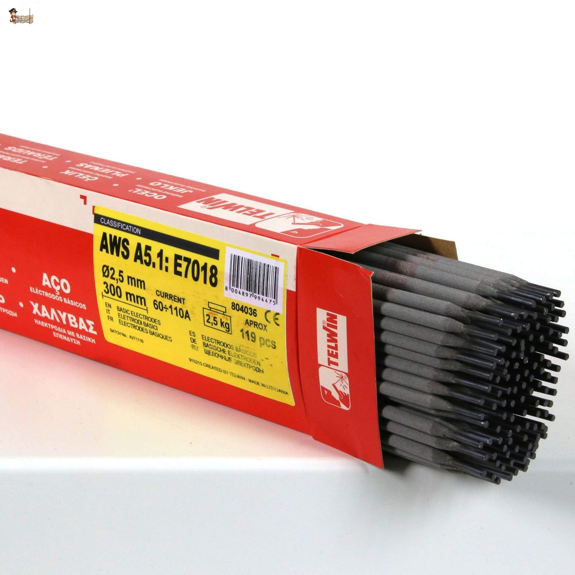 BricoLoco Elettrodi saldatura basic per saldare ferro e acciaio 2,5x350 mm Confezione 120pz 2,5 kg Buona stabilità dell'arco Rivestiti Saldature ad alta resistenza E7018 (1)