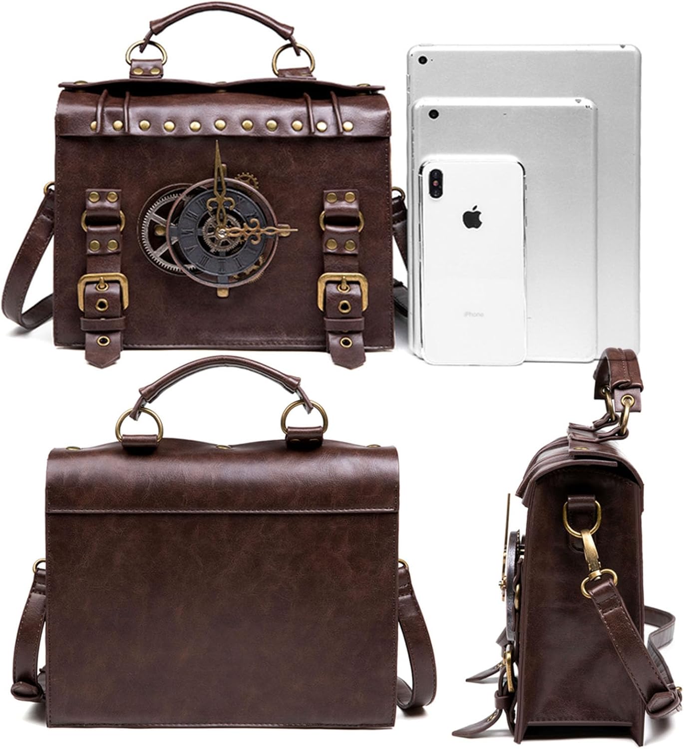 Steampunk Crossbody Purse and Handbag for Women Cute Shoulder Bag Medium Unique Metal Clock Costume Cosplay Accessories