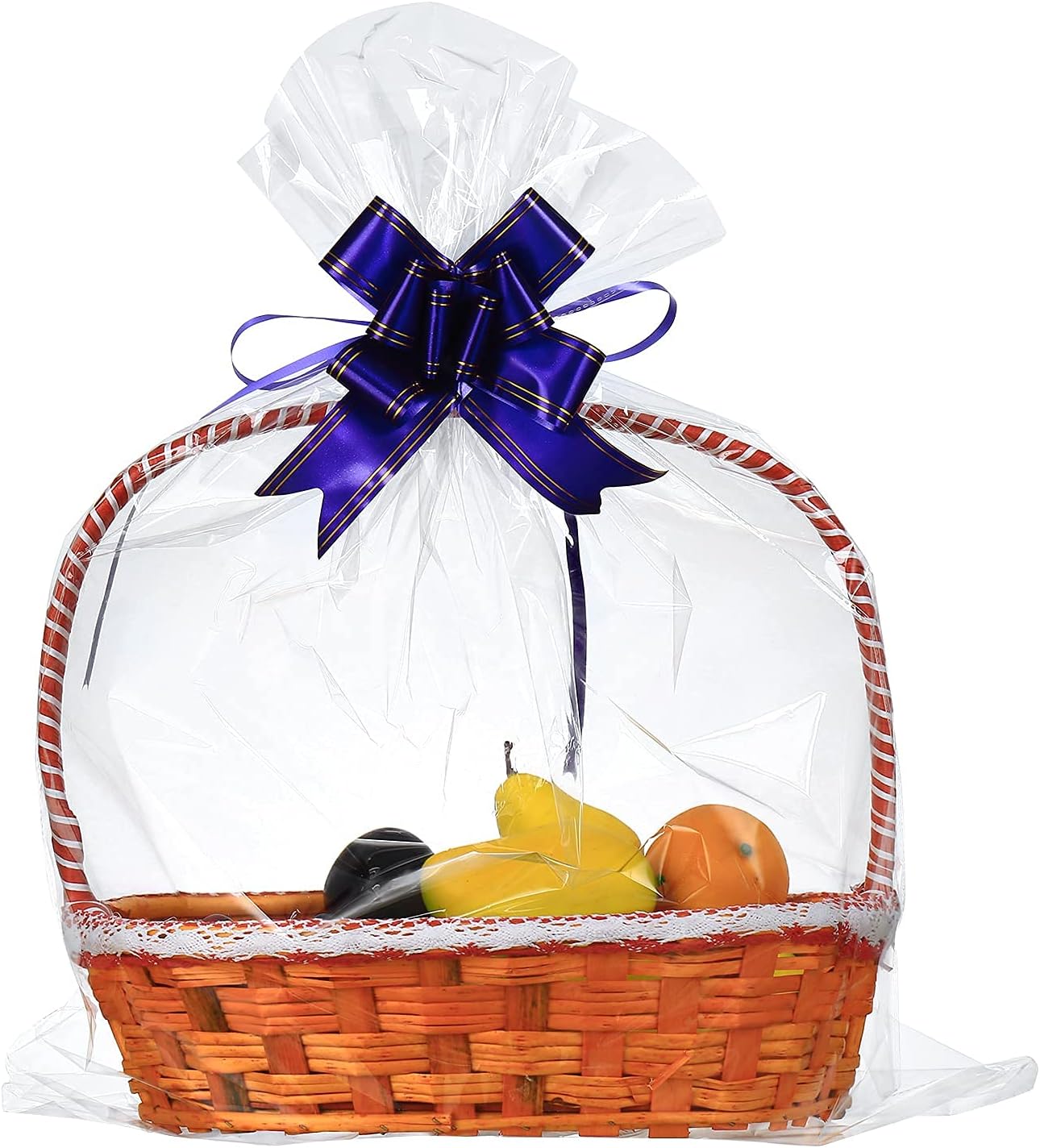 50 Packs Large Cellophane Bags 24" x 30" Clear Cellophane Gift Basket Wraps Extra-large 2.3 Mil Thick Transparent Cello Bags for Fruit Basket, Gift Wrap, Treats, Arts and Crafts, 50ct Ribbon Bows Yellow - Image 9