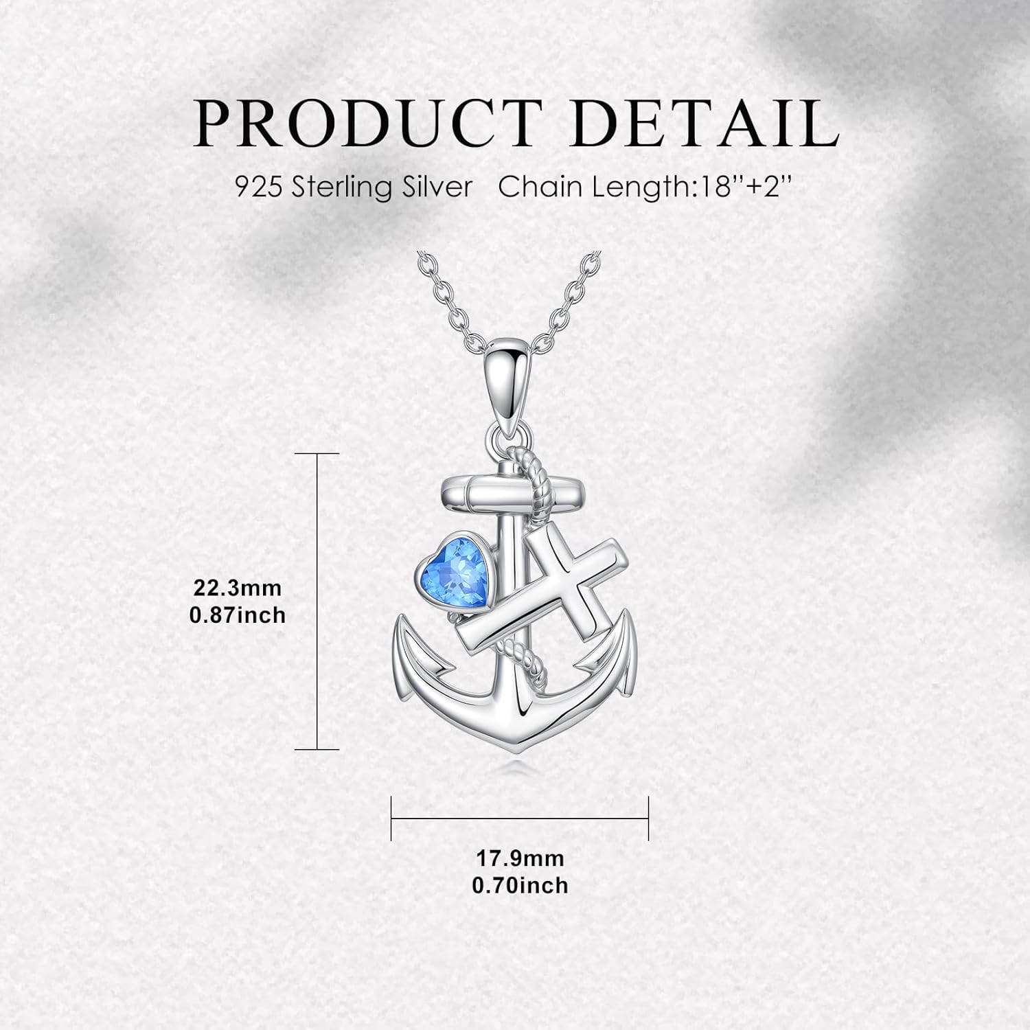 Anchor Necklace 925 Sterling Silver Anchor Cross and Heart Pendant Nautical Jewelry for Women - Image 6