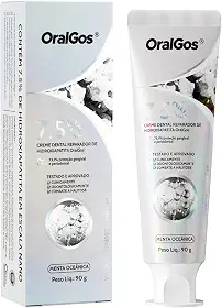OralGos Creme Dental 7,5% HAP 90g, Fórmula Sem Flúor, Antissensibilidade, Reparo do Esmalte Dental, Redução de Manchas, Hálito Fresco, Menta Oceânica 1 Unidade