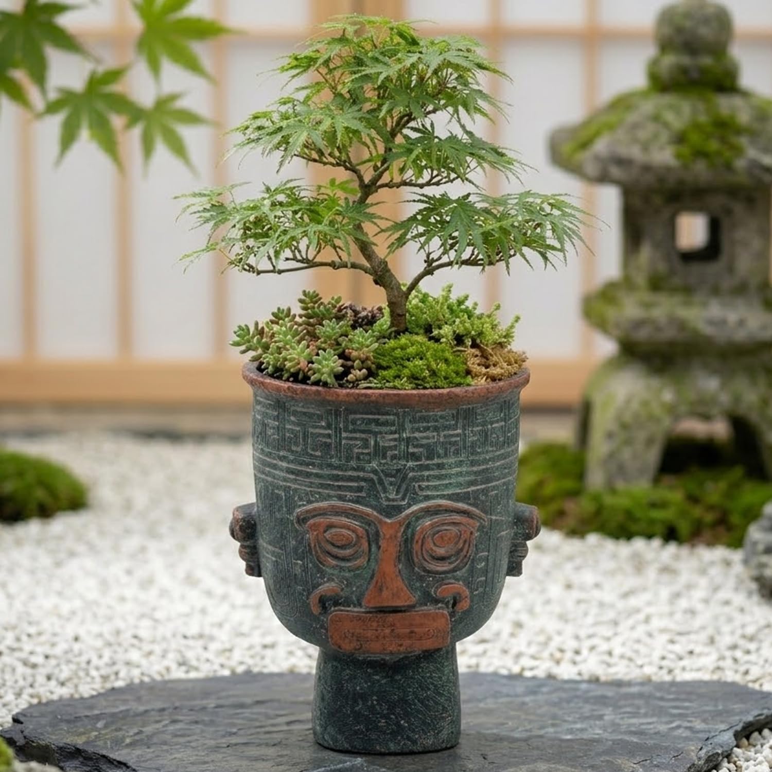 Amazon.co.jp: 三星堆風 植木鉢 4.5号 深鉢 神秘の古代文明モチーフ