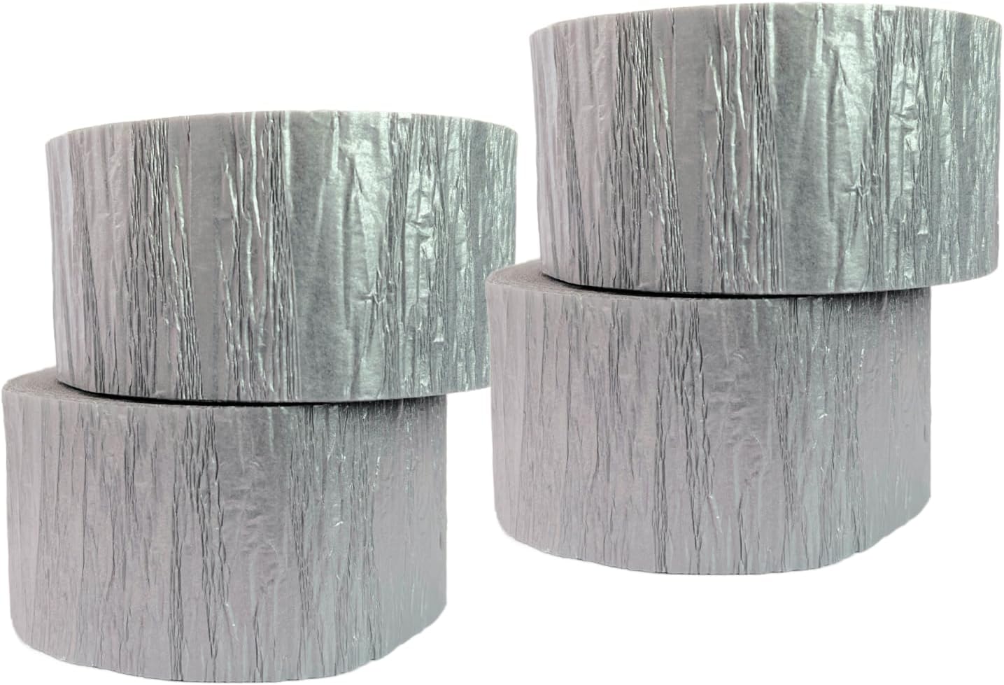 Metallic Silver Crepe Paper Streamers, 290 Feet Total, Made in USA