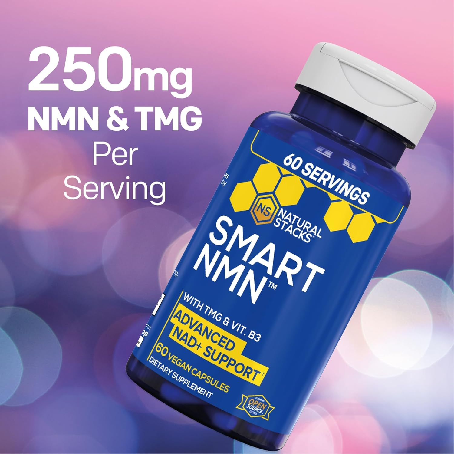 Smart NMN Supplement - Advanced NAD Supplement with Niacinamide Mononucleotide & TMG - NAD+ Production Support for Healthy Aging & Long Term Brain Health - Vitamin B3 & Trimethylgycine - 60 Capsules