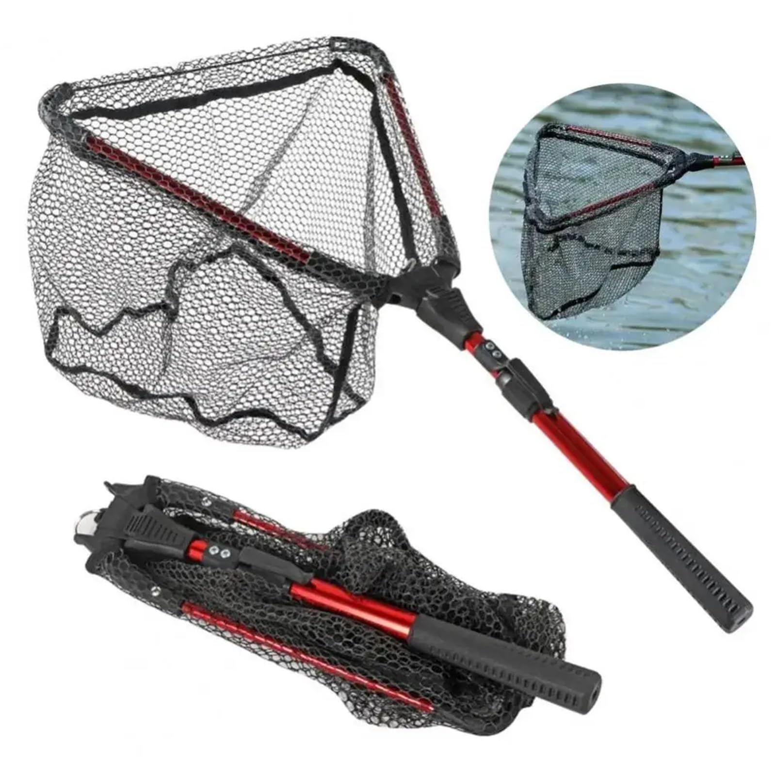 Pieghevole Rete Da Pesca Anti-Hanging Triangolo Mano Copia Net Retrattile Accessori Da Pesca Borsa In Silicone