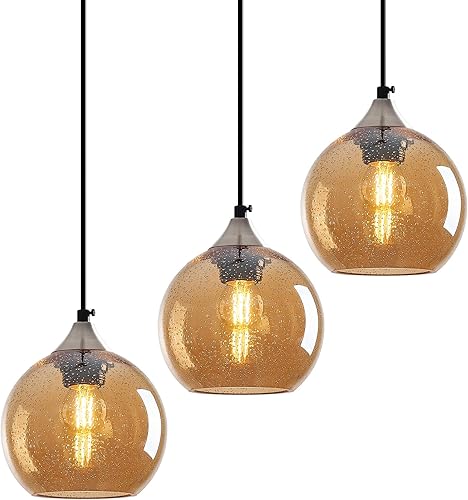 Miniatura 19 de Luces Colgantes de Vidrio Gris Claro Iluminación de Isla de Cocina Luminarias de Luz Colgante Globo Iluminación Colgante Moderna para Dormitorio