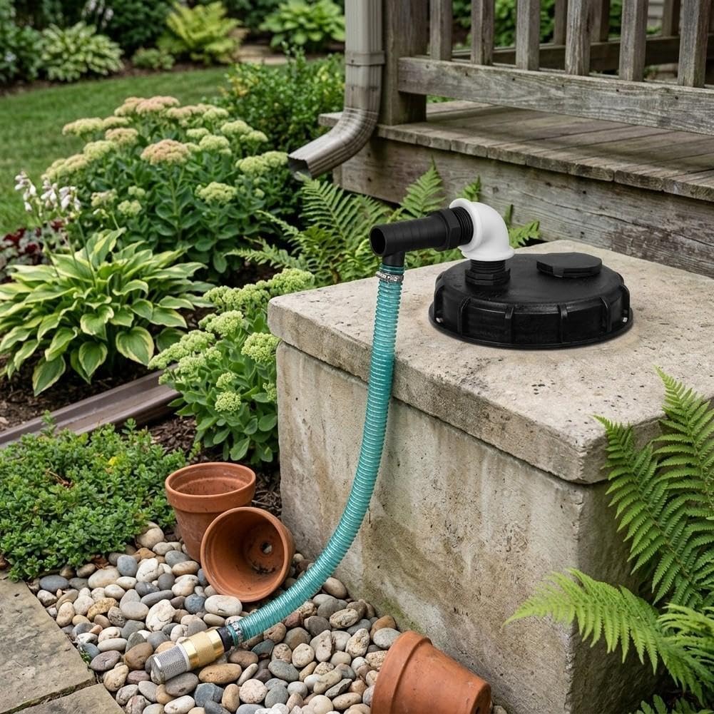 für ibc Auffangwanne Deckel DN150 Kunststoff Schwarz Wetterfest(With hose)