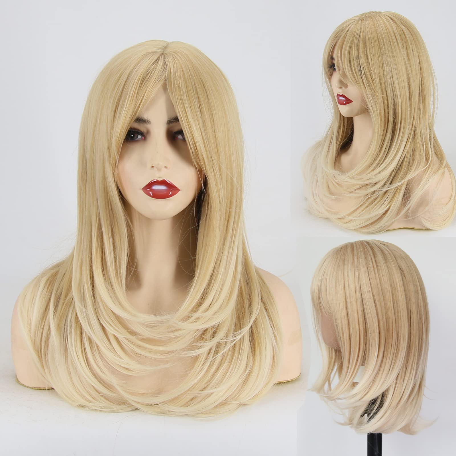 Perruque blonde bouclée résistante à la chaleur et facile à coiffer - 8