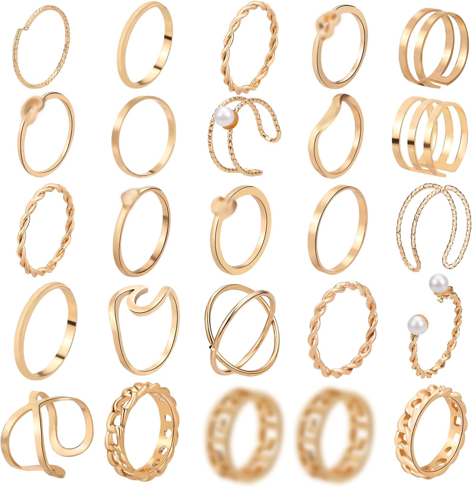 18-31 Pcs Knuckle Rings for Women Stackable Rings Sets Vintage Joint Finger Rings Gold Rings Set for Women Men Hollow Carved Flowers Crystal Rings