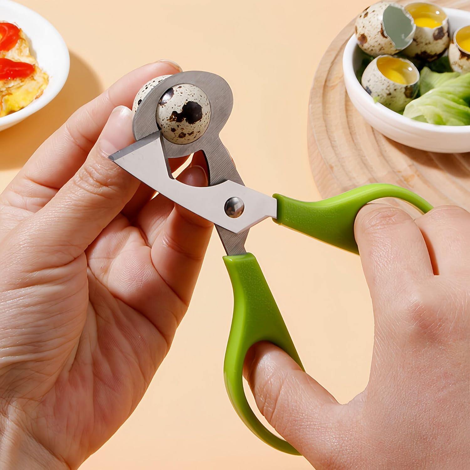 LIUSM Green Quail Egg Cutter Scissors Kitchen Shears Tool-2 Pcs