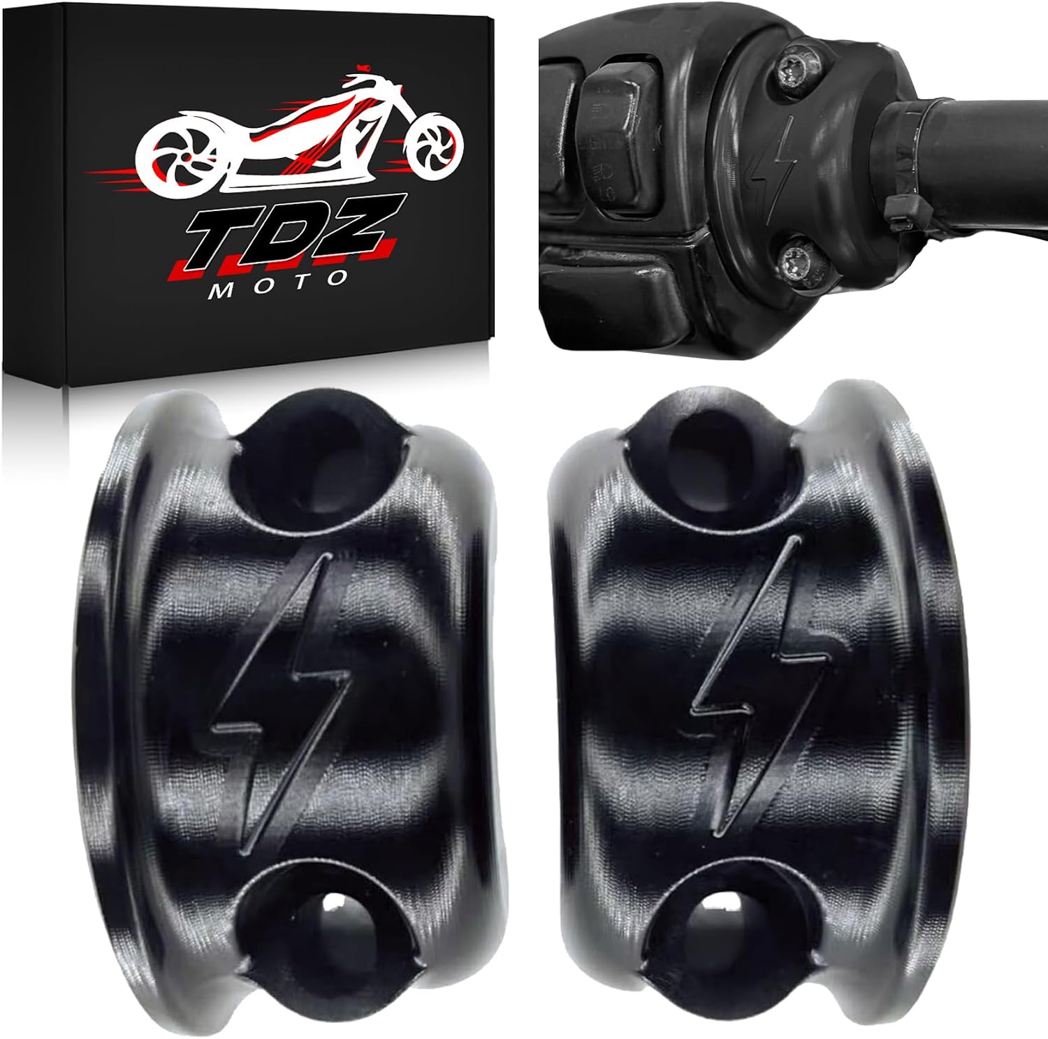 Chrome Lightning Logo Brake Clutch Perch Half Clamps for Harley Touring Softail Sportster Dyna