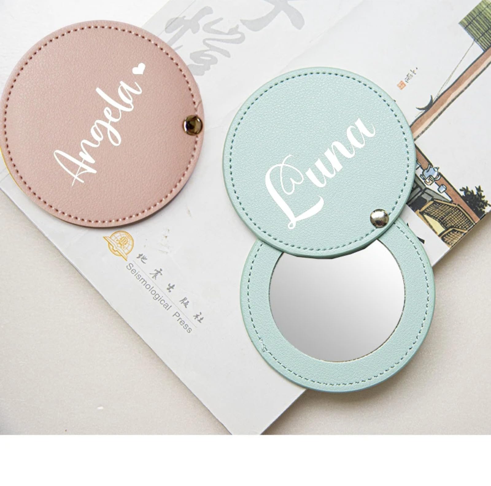 Espejo compacto personalizado para mujer, espejo compacto grabado personalizado, espejo de maquillaje de viaje, espejo pequeño de mano, espejo de bolsillo, regalo personalizado para dama de