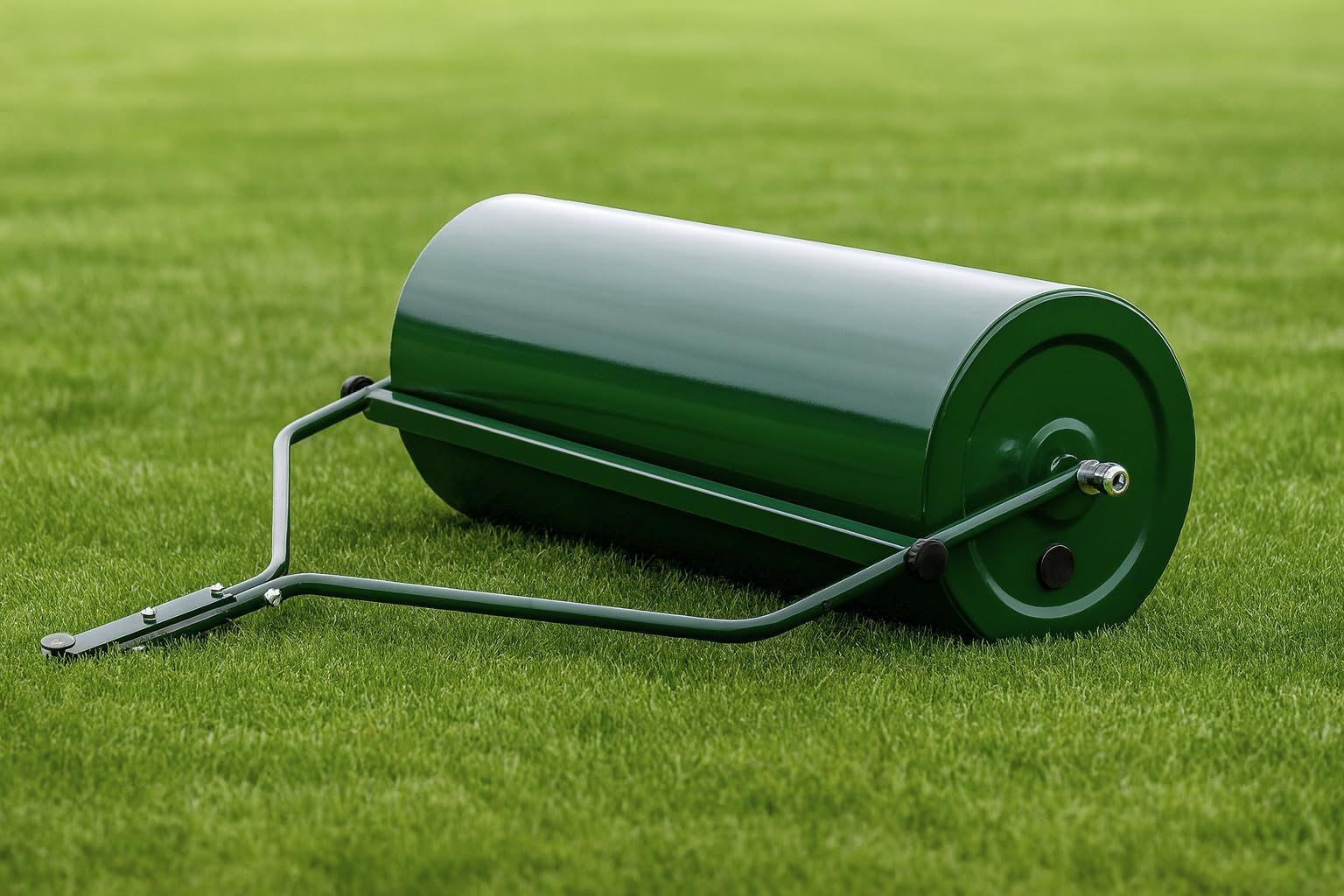 Gartenwalze 102 cm für Rasentraktor – Robuste Anhängewalze aus Stahl, befüllbar mit Wasser & Sand (bis 210 kg) – Rasenwalze mit Schmutzabstreifer, Grün, Ø 30 cm (BirnePower)