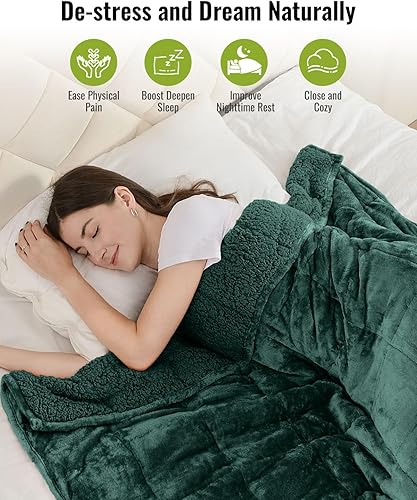 Miniatura 3 de Uttermara Manta pesada para adultos, manta pesada de tamaño doble con forro polar reversible de terciopelo suave y brillante y acogedor sherpa