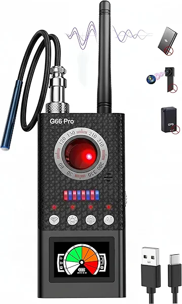 YPMEW Pro Hidden Camera Detectors with Automatic Detection, Spy Camera Finder, GPS Tracker/Bug Detector, Portable Anti Spy Detector for Travel, Hotels, Airbnb, Office, Car (Medium)
