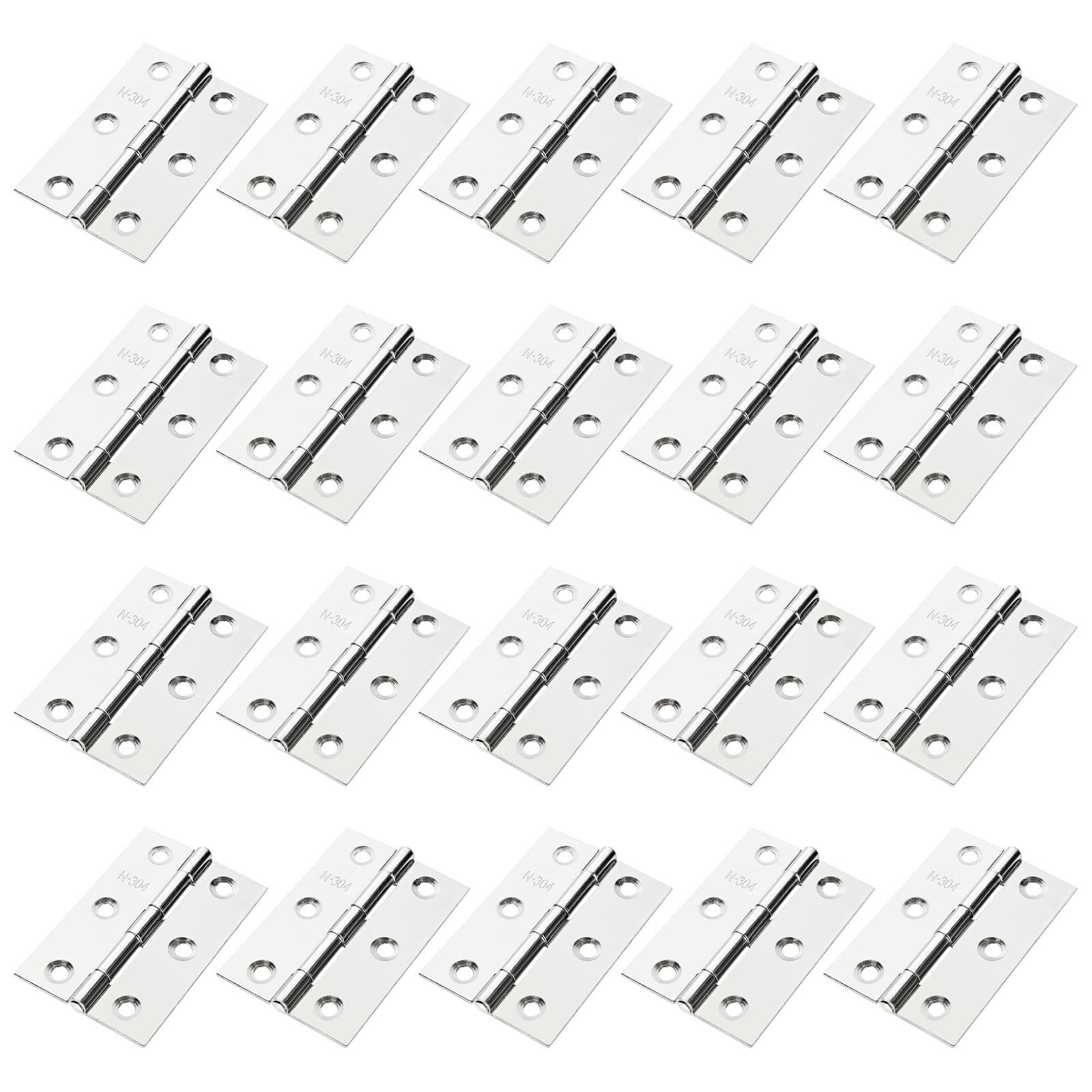 LOLYSIC 20Pcs Door Hinges, 75mm (3") x 50mm Stainless Steel Hinge, 3 Inch Butt Hinges for Wood Boxes Window Frame Shed Cabinet Furniture Internal External Doors, Silver