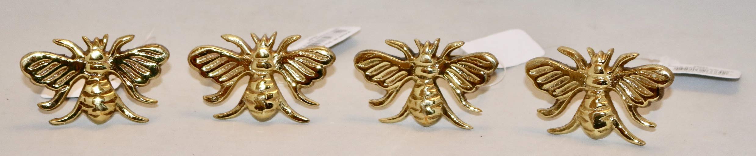 Design Imports Honey Bee Table Linens Gold Bee Brass Napkin Rings, Set of 4