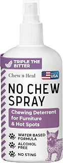 No Chew Spray for Dogs, 8 oz - No Sting, Alcohol Free Bitter Dog and Cat Deterrent - Anti Chew Spray for Furniture, Hot Spots, and More