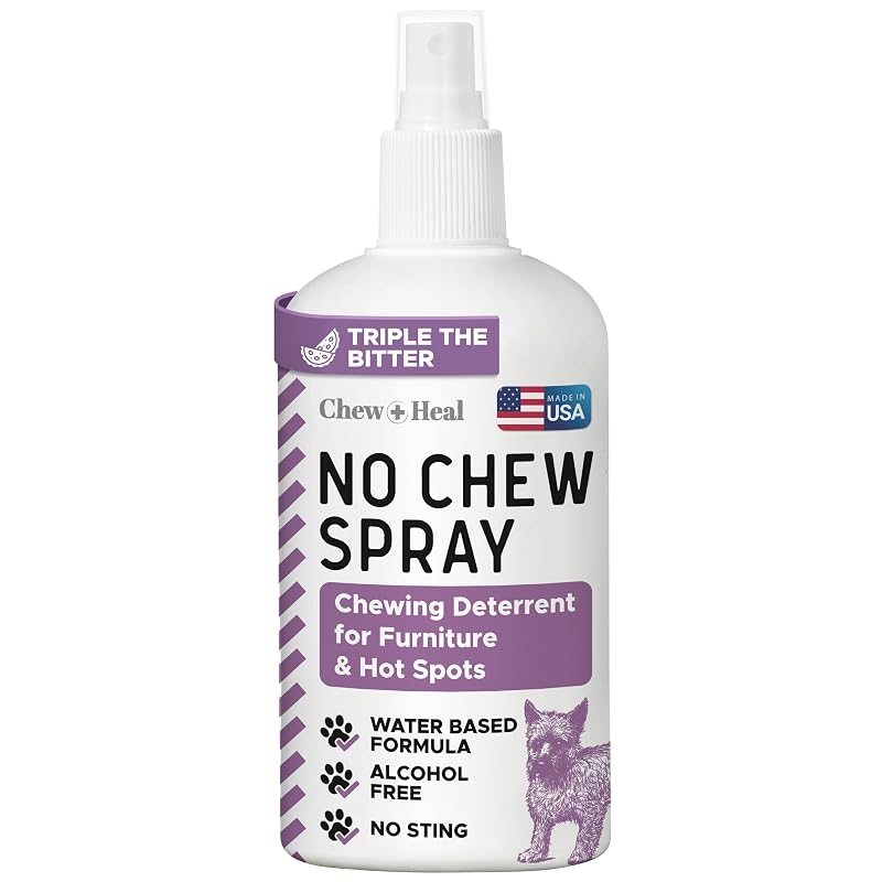 Repelente em Spray para Cães No Chew Spray à Base de Água e Sem Álcool Chew + Heal Labs, 240 mL, Pacote com 1