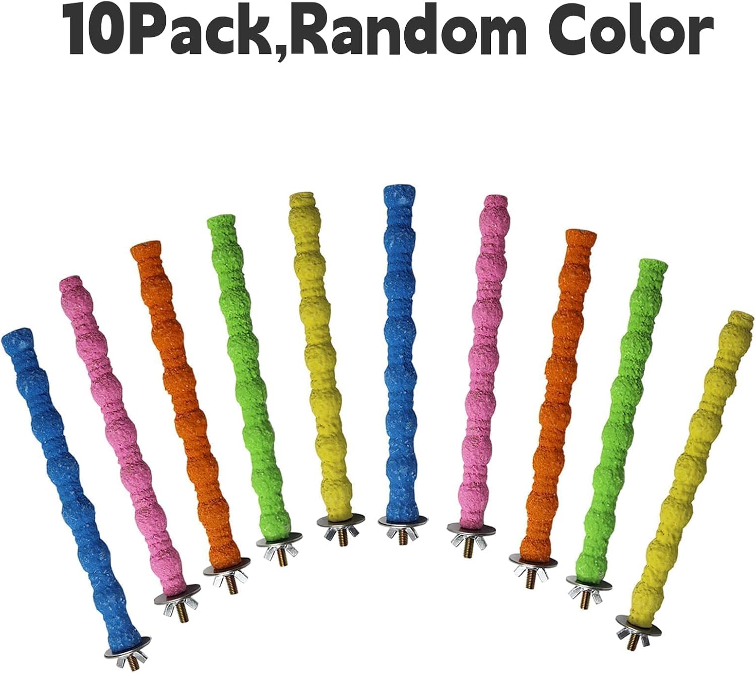 kathson 10PCS Bird Perch Parrot Stand Cage Accessories Natural Wooden Stick Paw Grinding Rough-surfaced Chew Toy for Cockatiels,Cockatoo,Lorikeet,Conure,Parakeet (Random Color,7.9inch) image 2