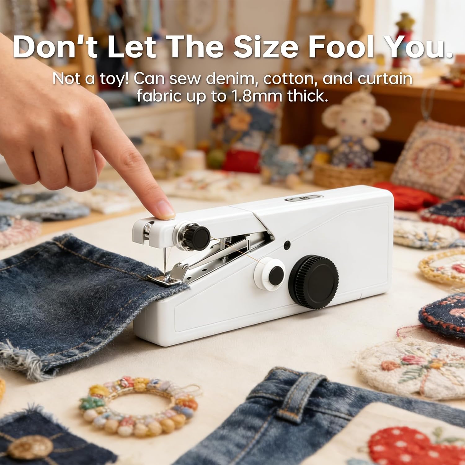 Handheld Sewing Machine For Beginners, Mini Sewing Machine Portable, Easy To Use & Includes Sewing Kit, DIY Projects at Home or on the Go, Sewing Machine for Adults and Beginners.White