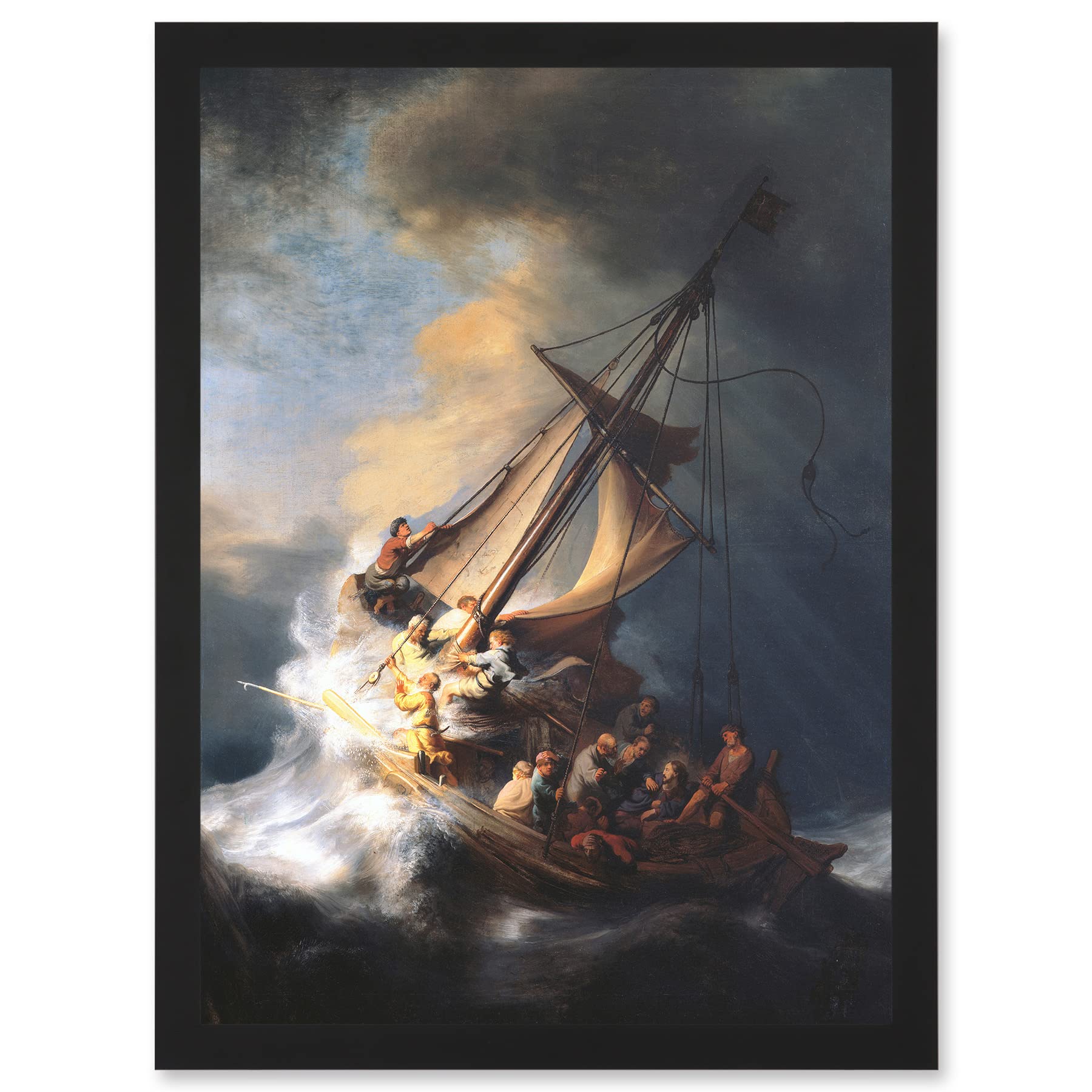 Artery8 Rembrandt Christ Storm On Lake Of Galilee Sailing Ship A4 Artwork Framed Wall Art Print