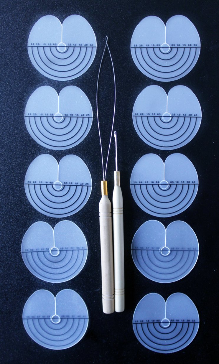 Microring Links Bead Loader, Looper, Threader and Pulling Micro needle Plus 10 Fusion Hair Extension Heat Glue Shield Protectors With Scale