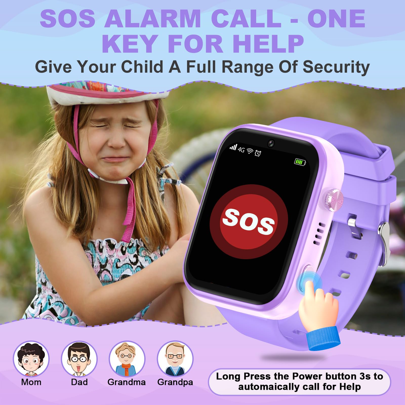 Smartwatch 4G Per Bambini Con GPS E Chiamate - OKYUK, Sicuro E Divertente Per Ragazzi 4-12 Anni