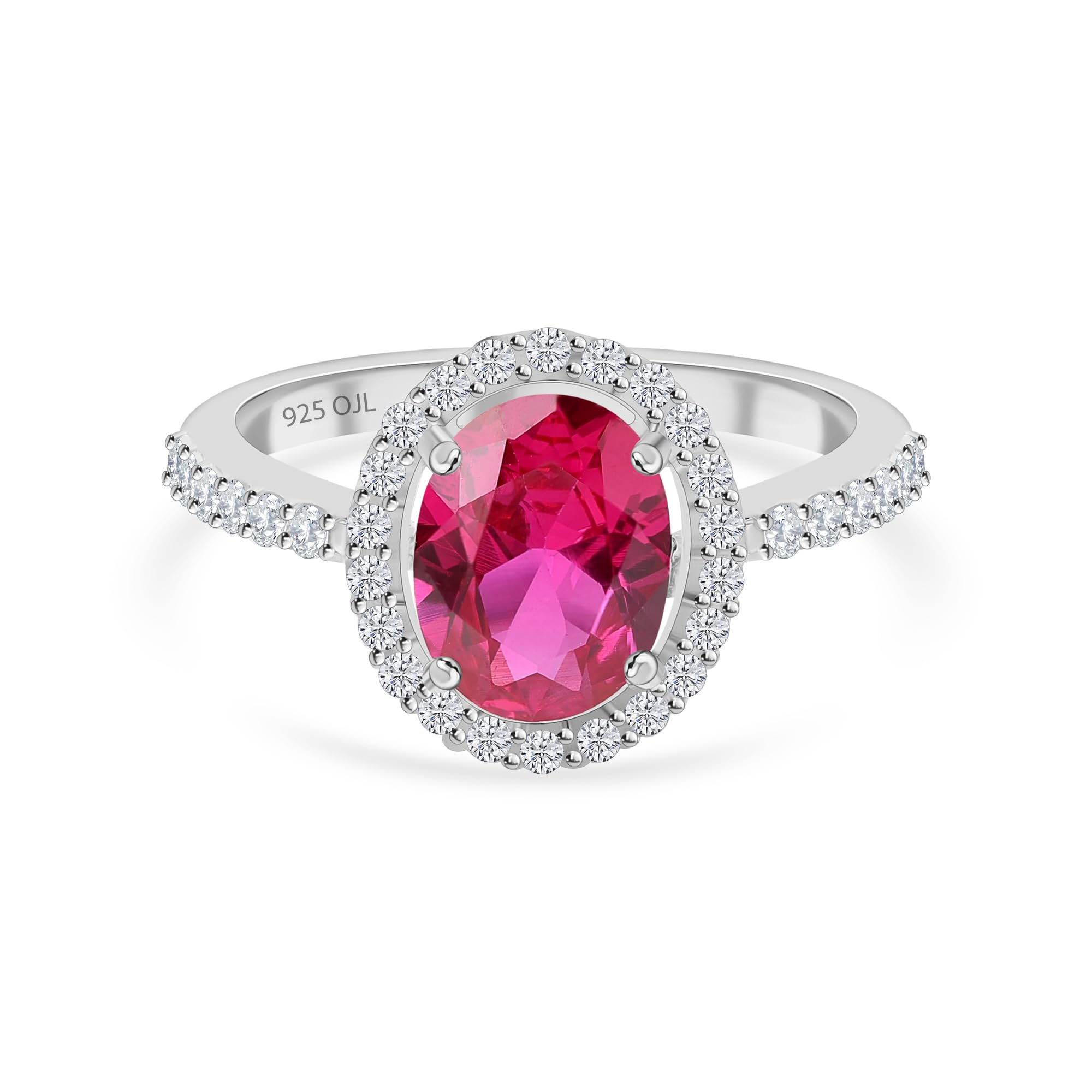 925 Silver American Diamond Oval Halo Ring for Womens and Girls | With Certificate of Authenticity and 925 Stamp | Life-time Warranty*