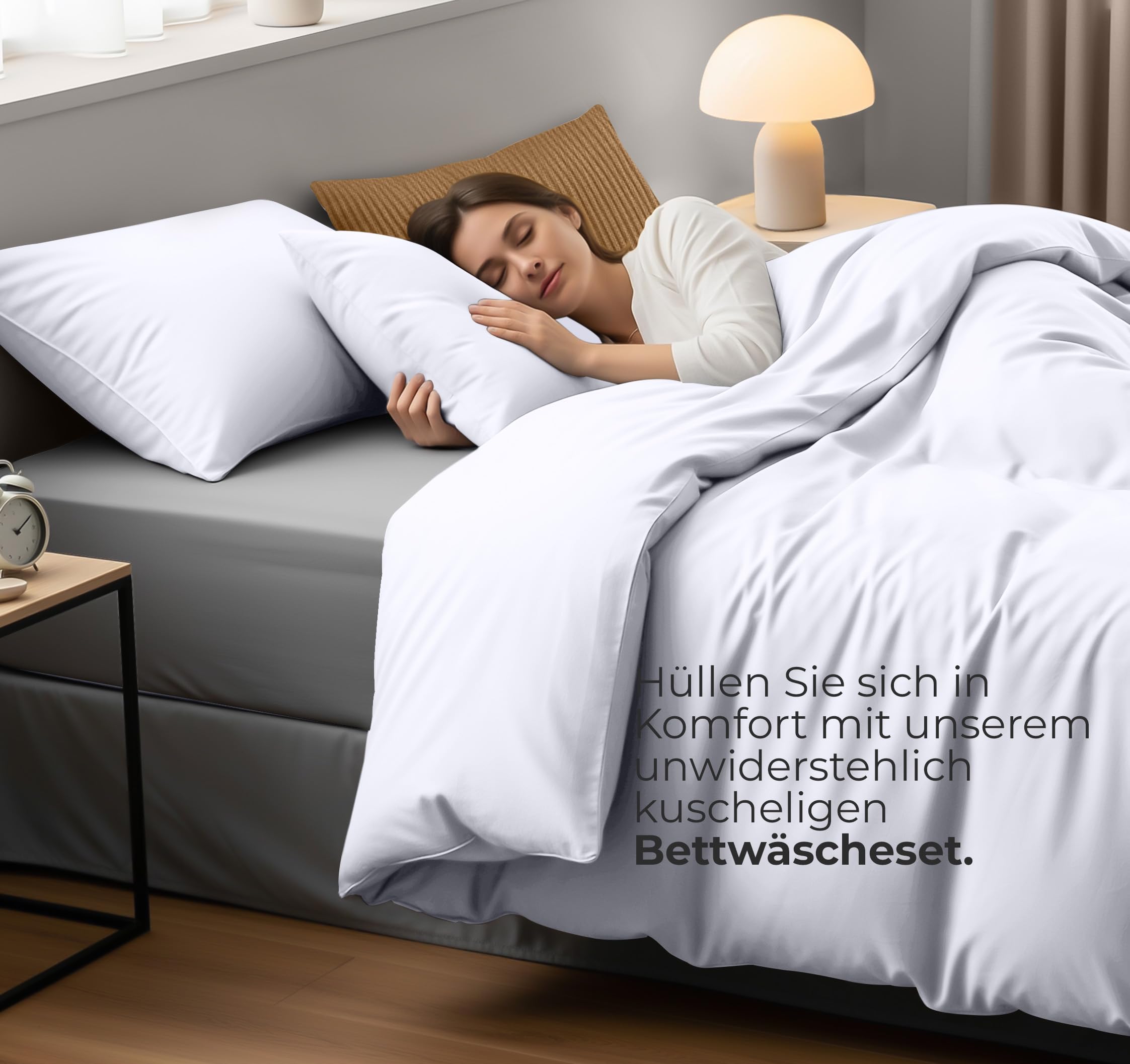 Utopia Bedding Bettwäsche 135x200 cm + 1 Kissenbezug 50x75 cm, Weiß – Ansicht 3