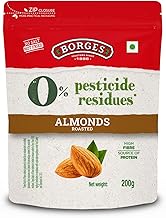 Borges ZPR Almonds - Roasted with Skin 200 gm | Zero Pesticide |Premium Spanish Variety | Crunchy & Rich Flavour