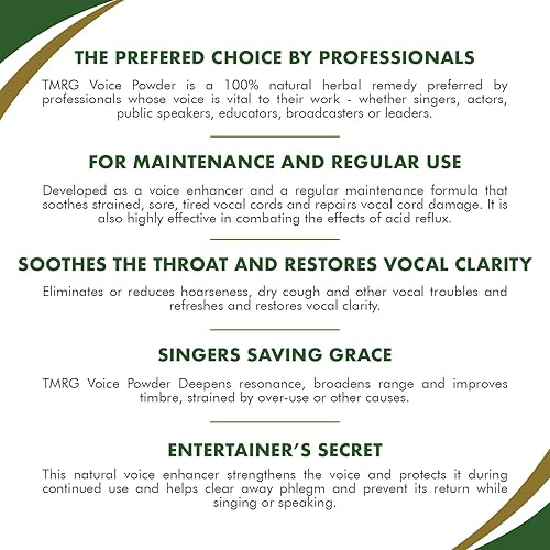 Miniatura 3 de TMRG Powder Professional Vocal Cord Remedy 100% Natural Suplemento de voz herbal (3.00oz)