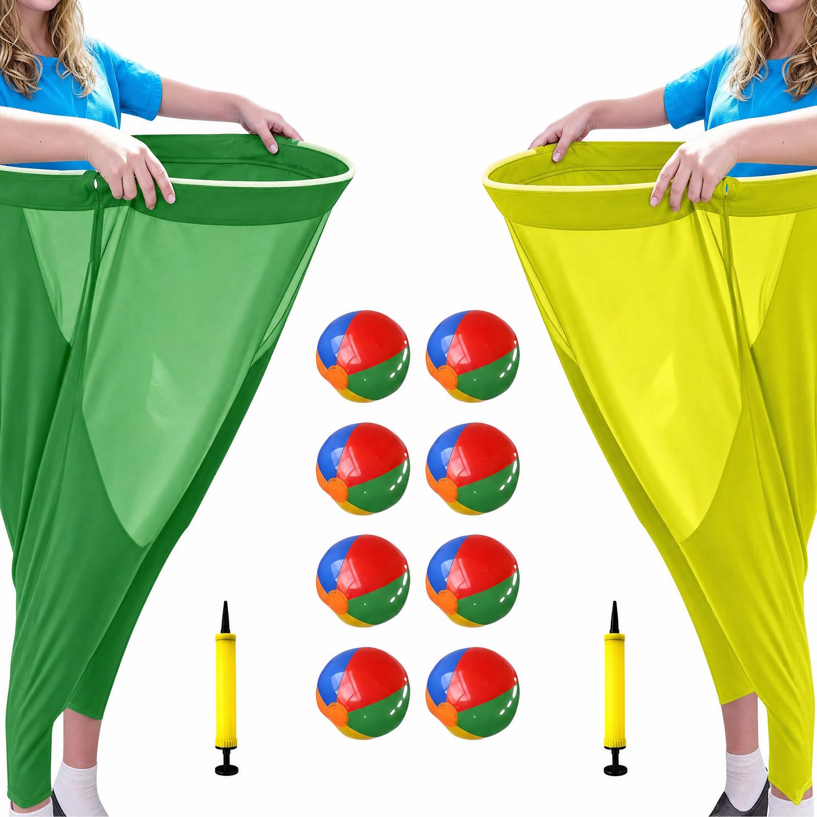 Granny Pants Yard Game, Oversized Giant Stretchy Pants Outdoor Spiel mit aufblasbarem Ball & Fahrradpumpe, für Geburtstage, Grillen, Strand und Hinterhofspiele
