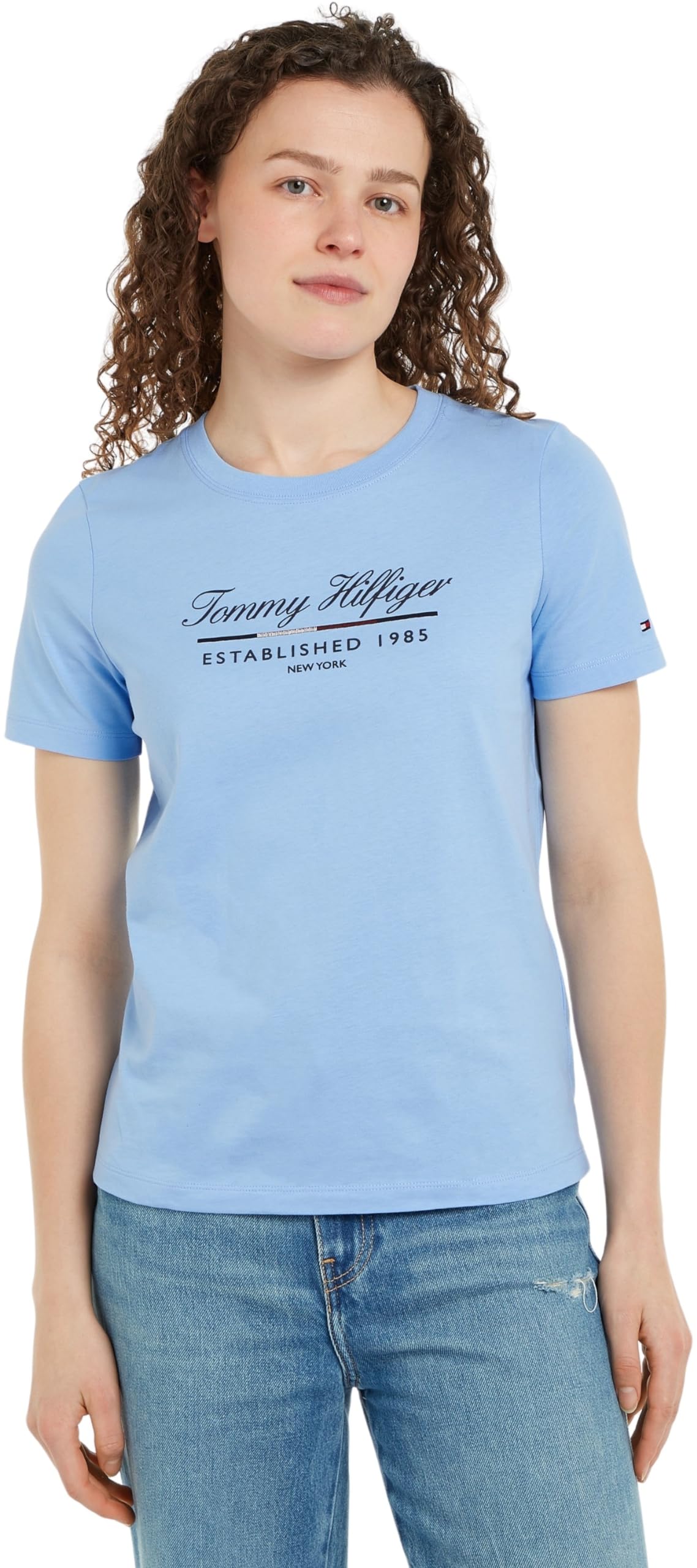 Tommy Hilfiger Women’s Short Sleeve Graphic Cotton T-Shirt, Blue (Vessel Blue), M