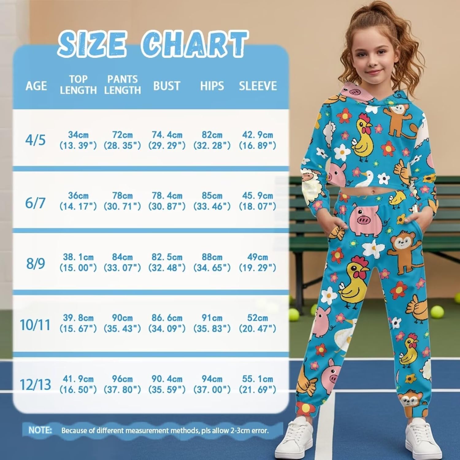 Girls' Active Sweatsuit 2 Piece Outfits Sweatshirt and Pants Girls Tracksuit Set Kids Crop Hoodies Clothing Sets