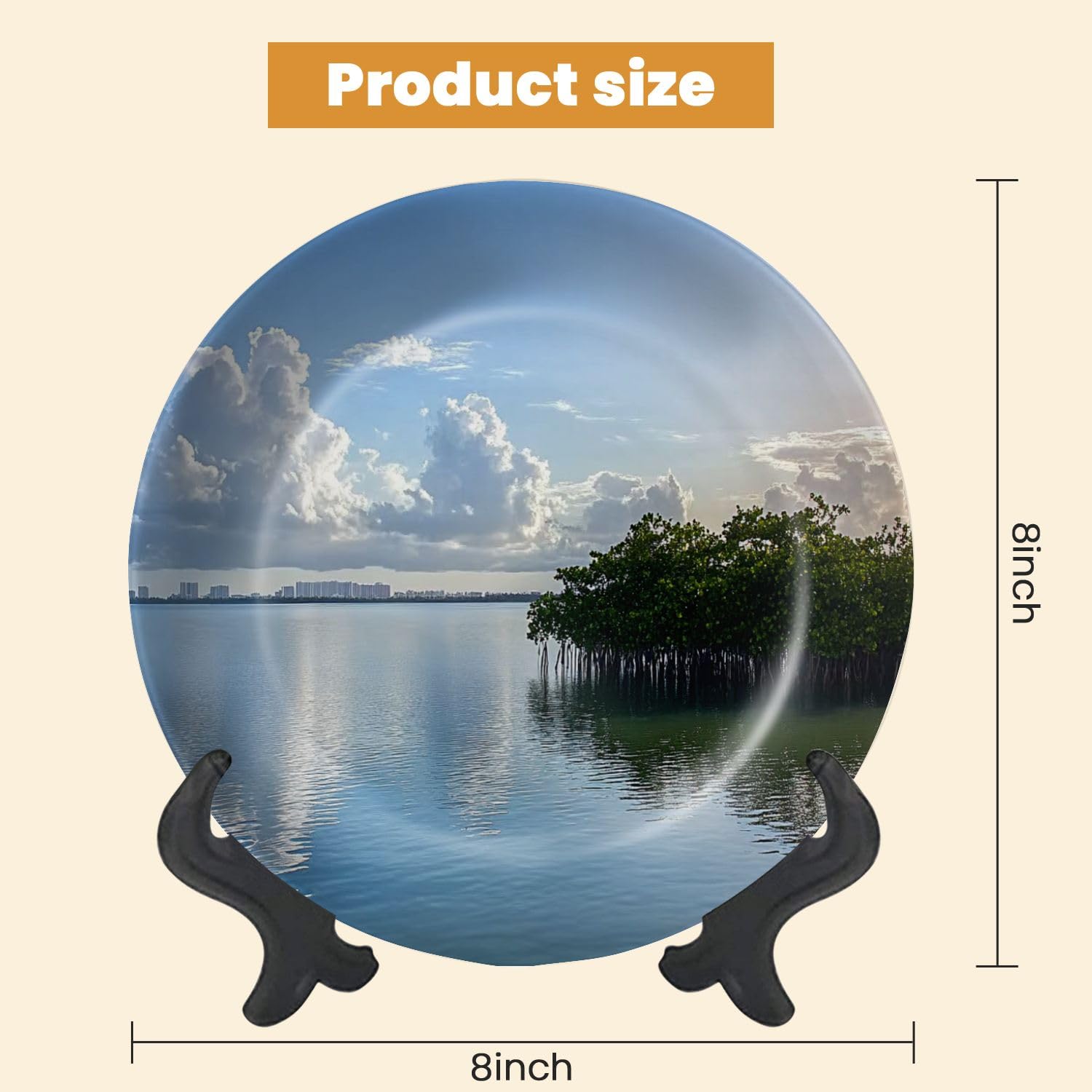 Decorative Plates for Display Sun rays behind Mangroves Biscayne National Park Florida Gift Plates Ceramic Collections Plates Hanging Artwork for Living Dining Room Kitchen Souvenir