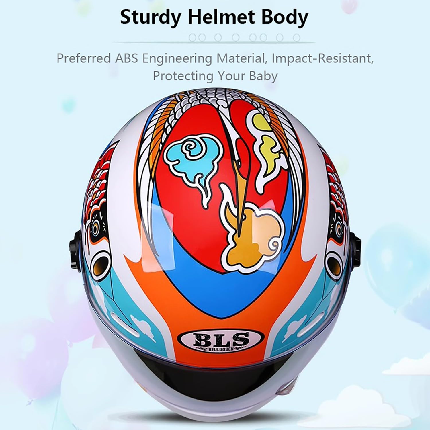 Casque Moto Enfant Casque intégral léger pour Enfants, adapté aux Enfants de 5 à 14 Ans pour draisienne Scooter, Fixation Rapide, 52-56 cm