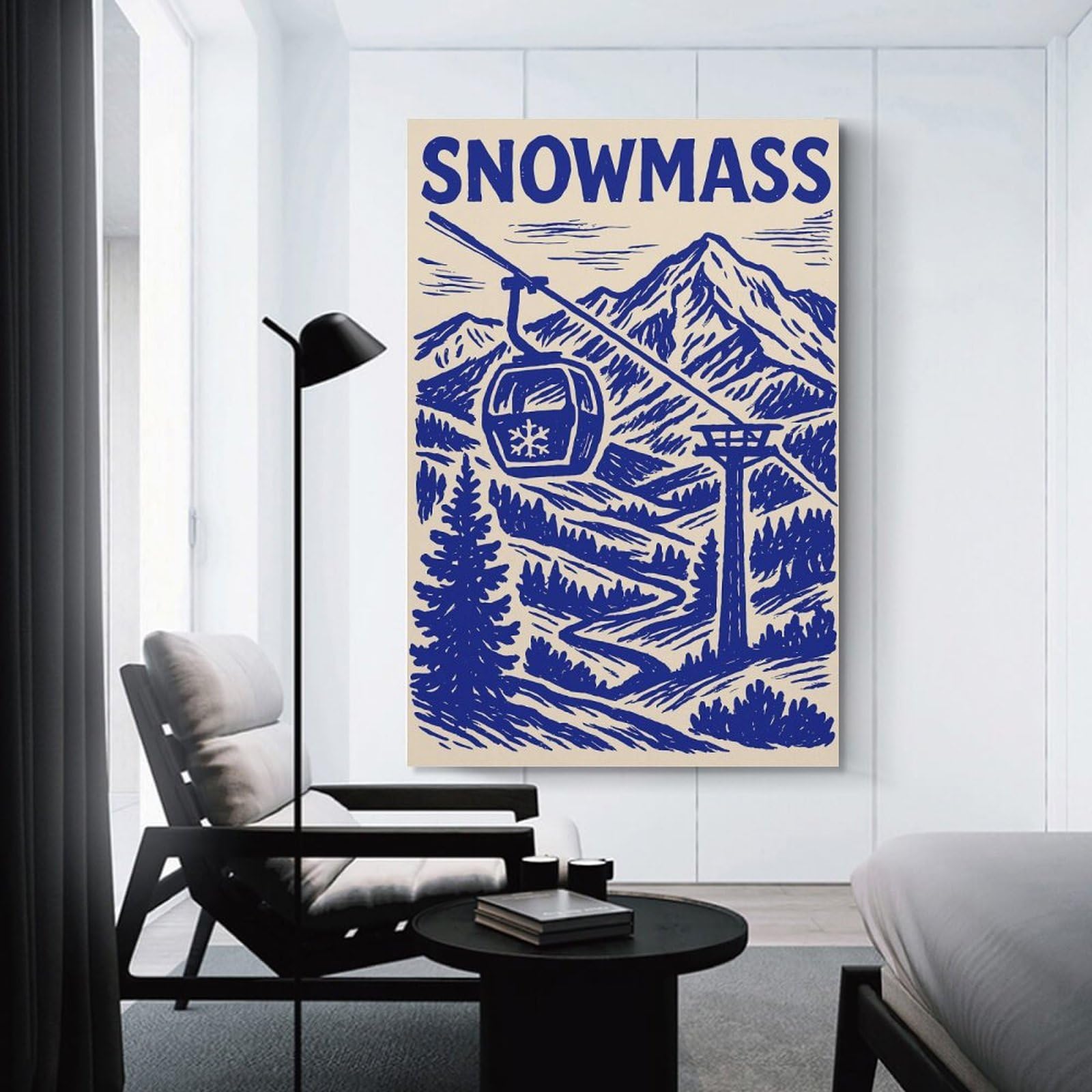 Junmoney Snowmass Ski Resort Vintage Wall Picture Print 24x36inch(60x90cm), for Picture Wall Styling in Lounge Or Bedroom, Ideal for Building A Coordinated Art Wall