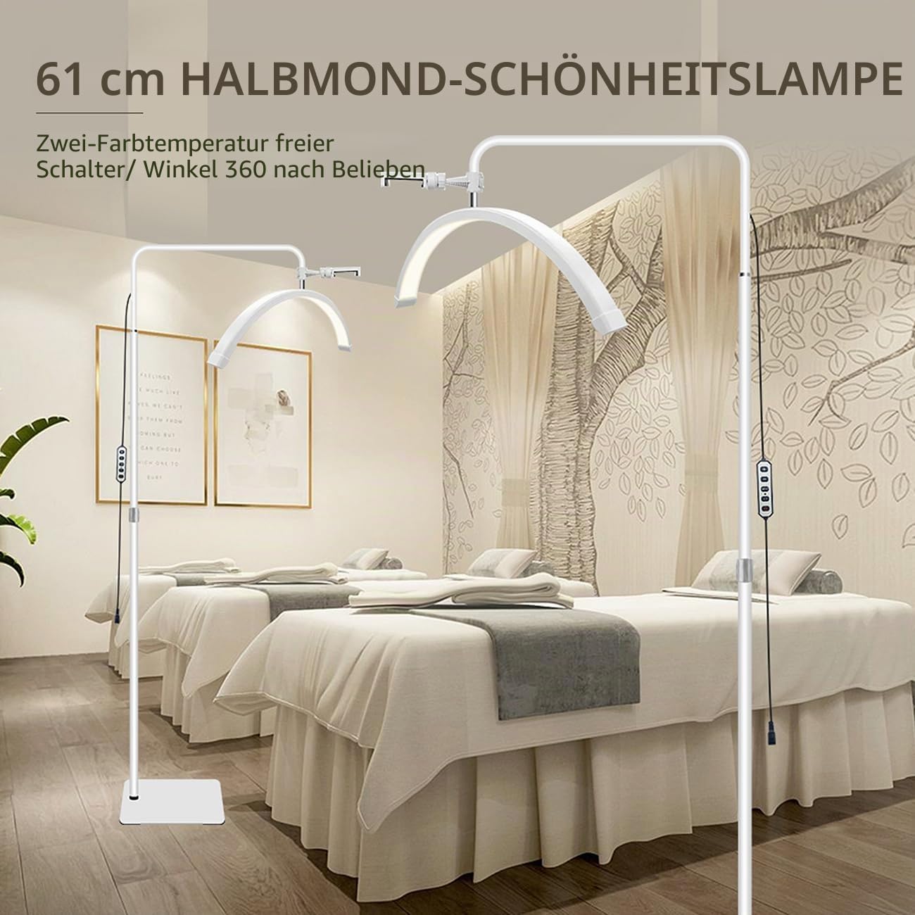 ayex LED Beauty Lampe 24 Zoll Standleuchte für Studio & Kosmetik weiß M6X
