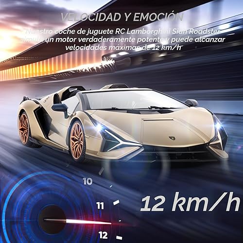 Miniatura 4 de MIEBELY Lamborghini - Auto de control remoto, auto de juguete Lambo a escala 116, 7.4 V, 500 mAh, con licencia oficial, 7.5 mih, autos RC con luz