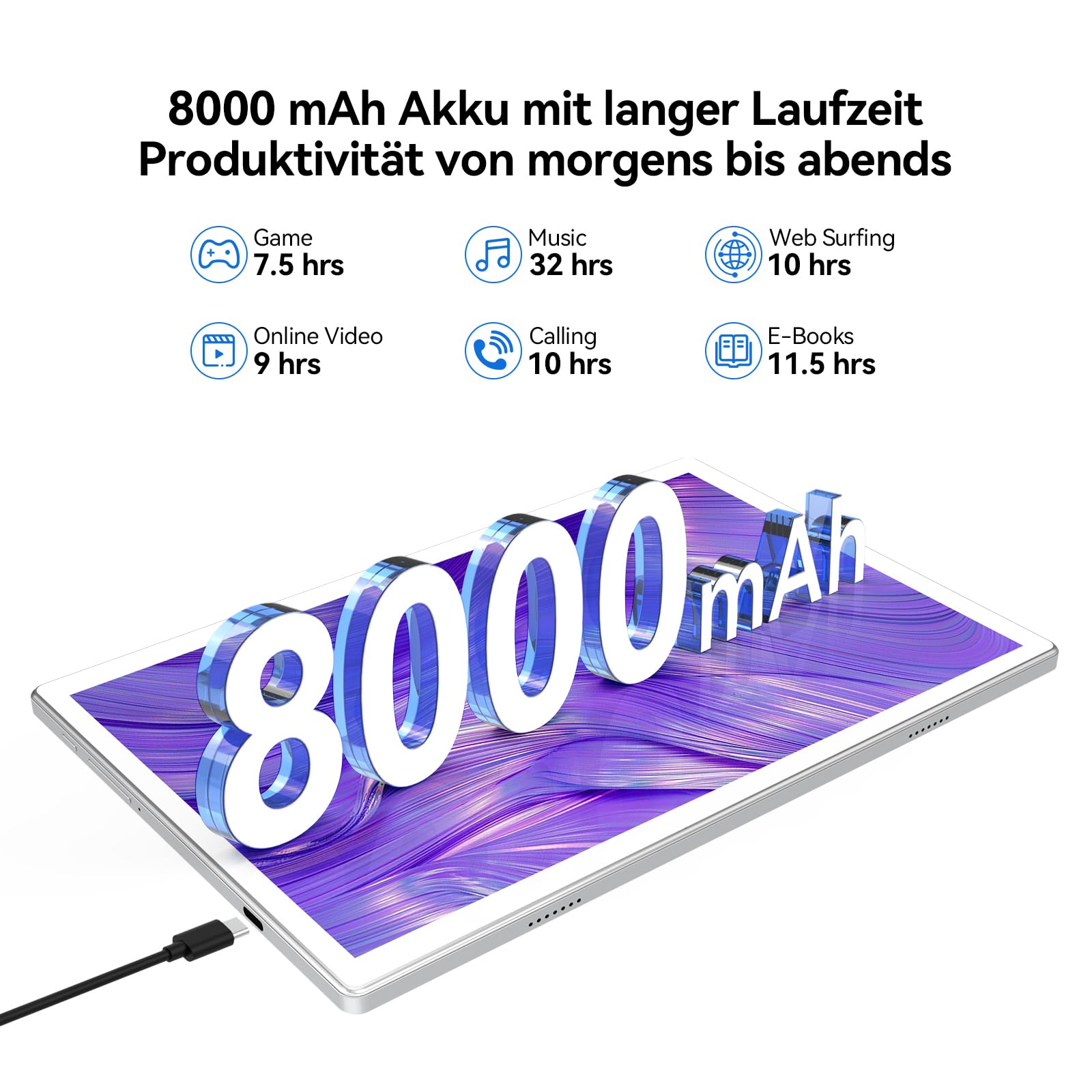 FEONAL Tablet 10 pollici con 16 GB RAM+128 GB ROM (1 TB TF) - Argento