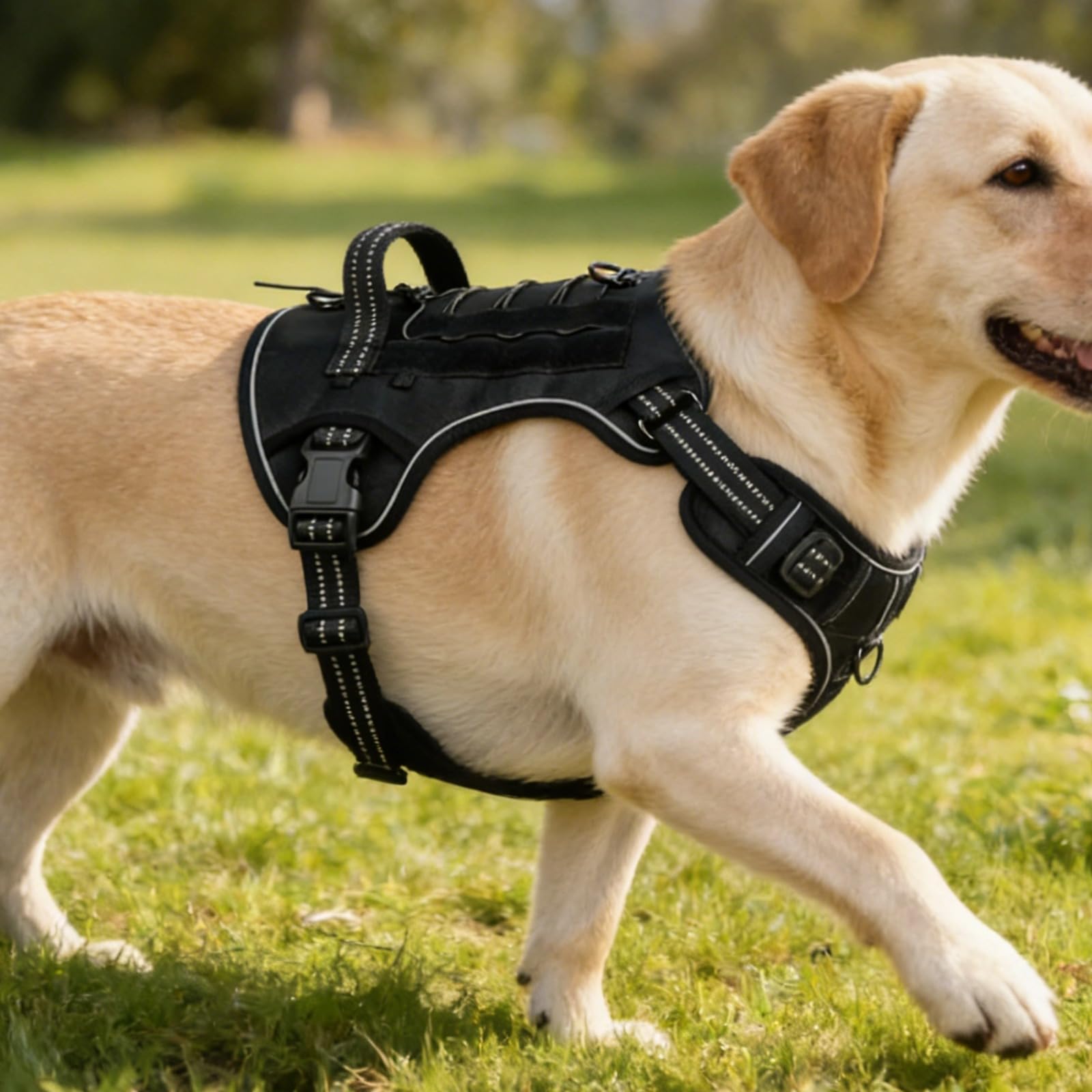 Hundegeschirr mit stabilem Bruststeg, Anti Zug Weste für große Hunde mit Griff, reflektierendem Streifen und Front D Loop, Trainingsgeschirr Molly Dog, geeignet für Hunde 31 bis 53 lbs 14 bis 24 kg