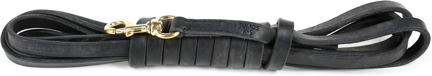Julius K-9 Leather Leash Without Handle, 16 mm x 5 m with Brass Carabiner
