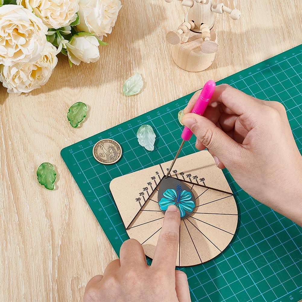 BENECREAT 4x4Inch Drill Guide Board Tool for Polymer Clay Jewelry Tools, Wood Precision Drilling Guide with Right-Angled Semicircle for Earring Making and Craft Projects, 5.5mm Thick