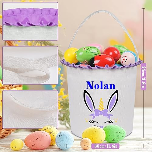 Miniatura 3 de Touber Cestas de Pascua para niños y niñas, cesta de Pascua personalizada, cestas de Pascua personalizadas para niños, cesta de conejo de Pascua,