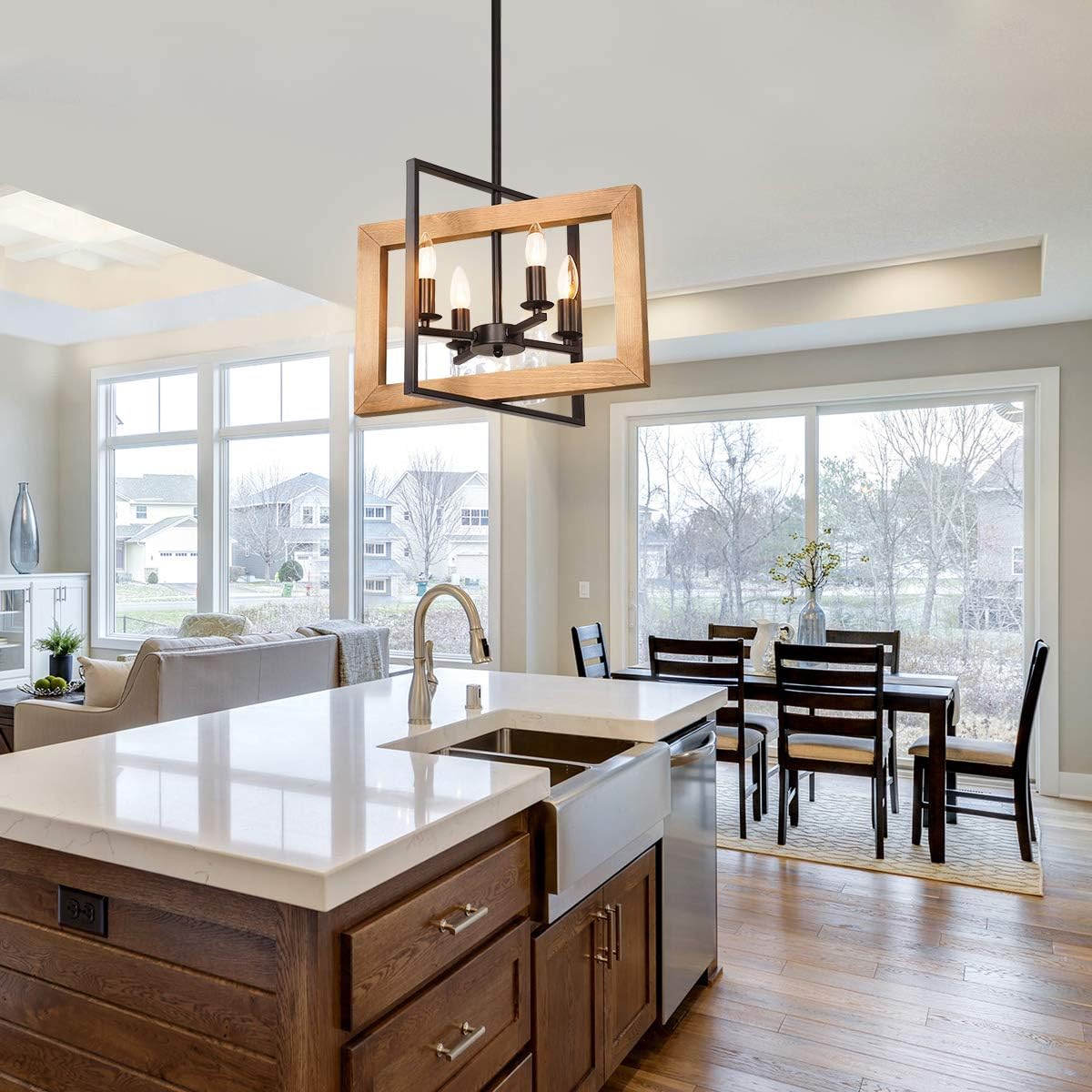 Hоlіdау Dеаlѕ 🛒 Merbotin Rustic 4-Light Dining Room Hanging Light, Farmhouse Metal Ceiling Pendent Light for Kitchen Island, Dining Table, Living Room