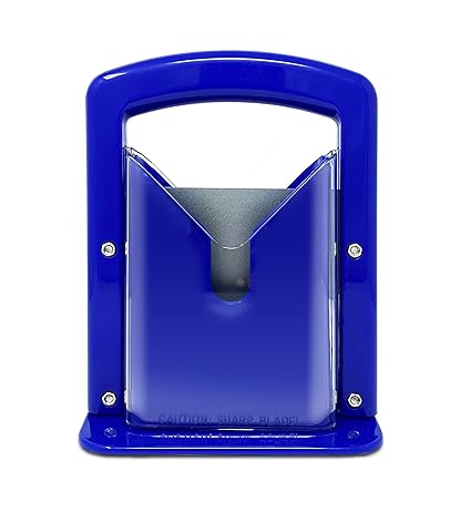 Slyce - Bagel Cutter, Bagel Guillotine Slicer with Safety Shield and Safe Grip, Bagel Holder for Cutting, For Large and Small Bagels, Stainless Steel Blade (Blue)