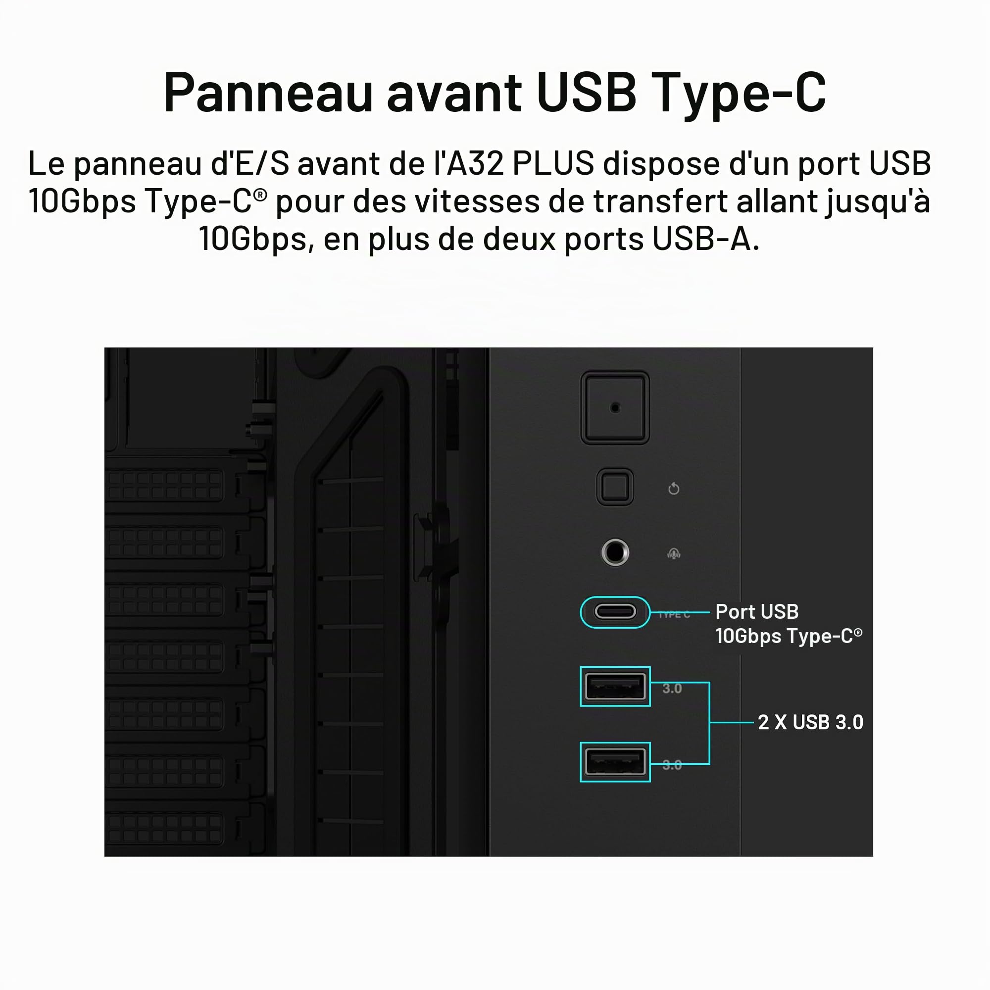 ASUS A32 Plus ATX (radiateurs de 360 mm et Cartes Graphiques de 420 mm, Quatre Ventilateurs ASUS Prime Mr 120 ARGB préinstallés, Gestion des câbles soignée)