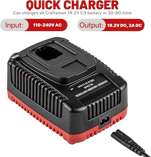 Miniatura 7 de Cargador de repuesto para Craftsman 19.2V cargador de batería C3 140152004 DieHard XCP Li-ion Ni-CD Batería 1425301 1323903 130279005 11375 11376