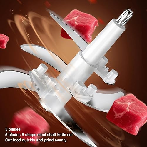 Miniatura 3 de Procesador de alimentos de acero inoxidable, picadora eléctrica de alta capacidad de 5 litros para carne y verduras con 5 cuchillas de alta